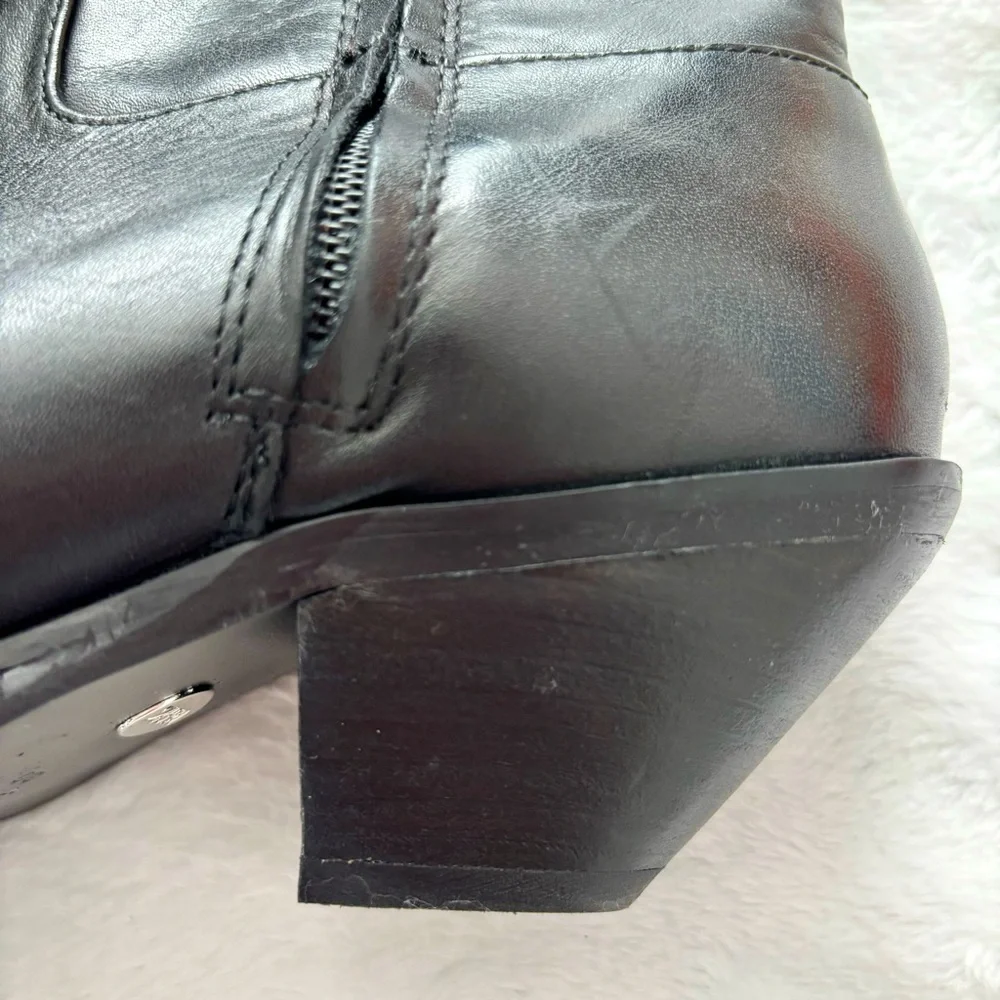 ZARA Black Leather Pointy Toe Western-Style Ankle Bootie--6 - Picture 7 of 15